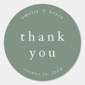 EMELIA Modern Mountain Simple Wedding Vielen Dank Runder Aufkleber (Vorderseite)