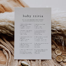 EMELIA Modern Simple Baby Dusche Trivia Game Card Einladung