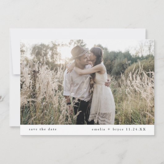 EMELIA Modernes Boho Foto Rustikale Minimalistisch Save The Date (Vorderseite)