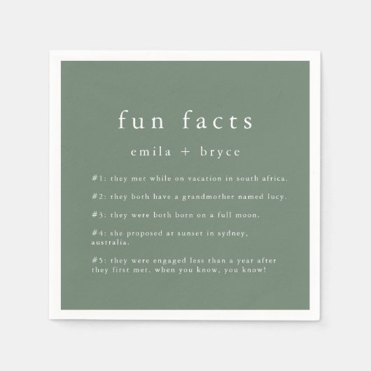 EMELIA Natur Rustikaler Wald Spaß Fakt Hochzeit Serviette (Vorderseite)