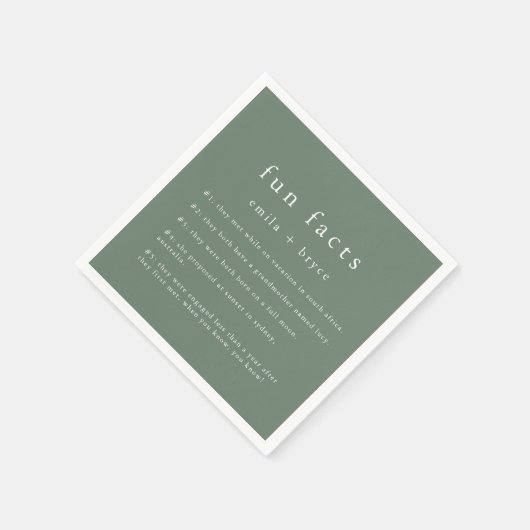 EMELIA Natur Rustikaler Wald Spaß Fakt Hochzeit Serviette (Ecke)