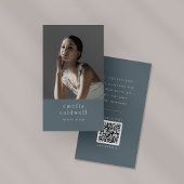 EMELIA Navy Rustic Minimal Dusty Blue Boho Foto Visitenkarte