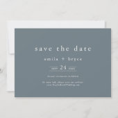 EMELIA Navy Rustic Minimal Dusty Blue Boho Hochzei Save The Date (Vorderseite)