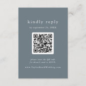 EMELIA QR Code Dusty Blue Minimal Wedding RSVP Begleitkarte (Vorderseite)