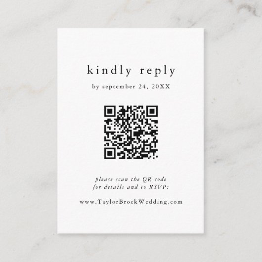 EMELIA QR Code Einfache moderne Boho Wedding RSVP Begleitkarte (Vorderseite)