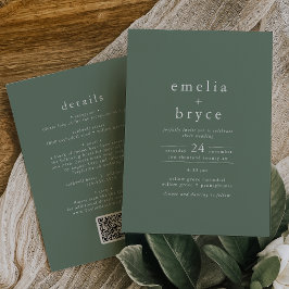 EMELIA QR Code Green Rustic Simple Modern Wedding Einladung