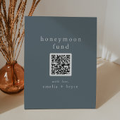 EMELIA QR Code Navy Boho Wedding Honeymoon Fund Sockelschild
