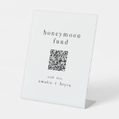 EMELIA QR Code Simple Boho Wedding Honeymoon Fund Sockelschild (Vorderseite)