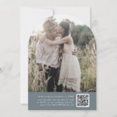 EMELIA QR Foto Arch Blue Vintage Wedding Einladung (Rückseite)