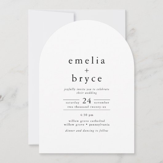 EMELIA QR Foto Arch Winter Einzigartige Hochzeit Einladung (Vorderseite)