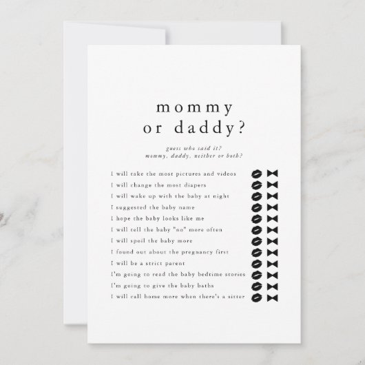 EMELIA Raten Sie, wer Mommy Daddy Baby Shooter Gam Einladung (Vorderseite)