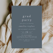 EMELIA Rustic Minimal Blue Navy Graduation Party Einladung