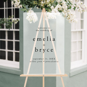 EMELIA Rustic Simple Modern Boho Wedding Willkomme Acrylschild