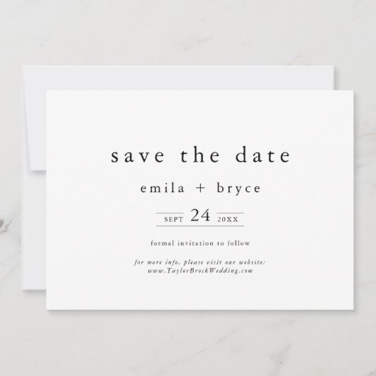 EMELIA Rustic Simple Modern Boho Winter Wedding Save The Date (Vorderseite)