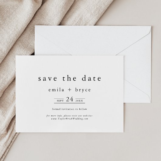 EMELIA Rustic Simple Modern Boho Winter Wedding Save The Date