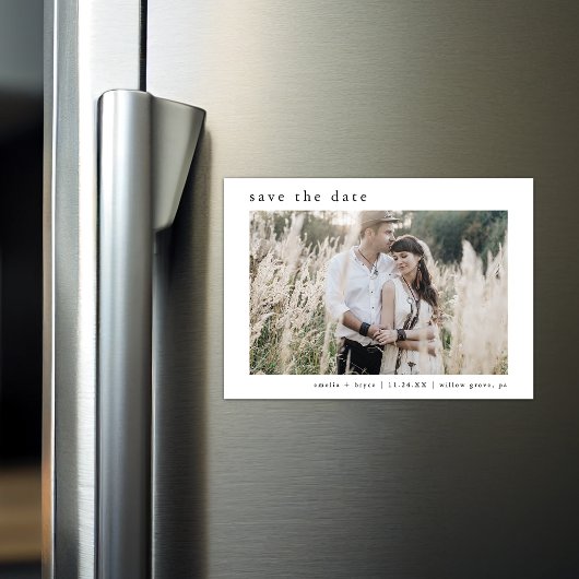 EMELIA Rustikales Foto Einfache Hochzeit Speichern Magneteinladung