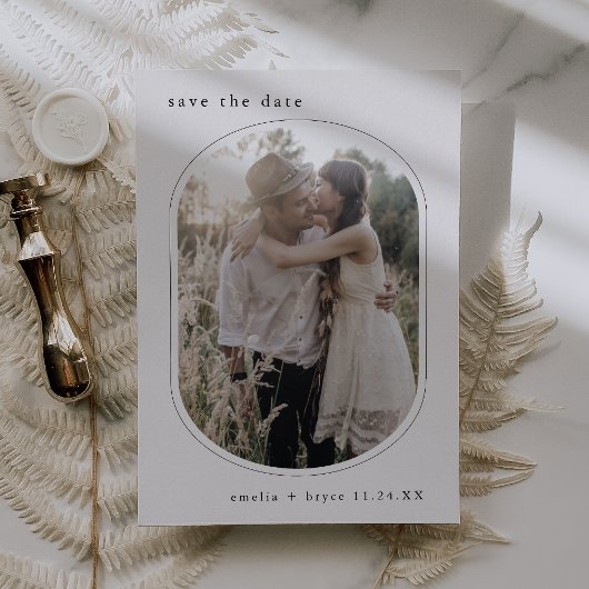 EMELIA Rustikales Oval Foto Moderne Hochzeit Save The Date