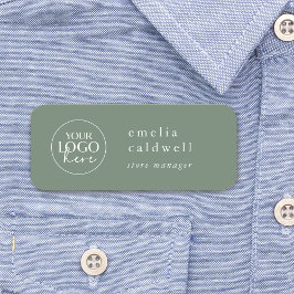 EMELIA Sage Green Company Logo Mitarbeiter Magneti Namensschild