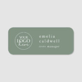 EMELIA Sage Green Company Logo Mitarbeiter Magneti Namensschild (Vorderseite)