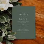 EMELIA Sage Green Silver Foil Moderne Hochzeit Folieneinladung