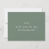 EMELIA Sage Green Simple Bridesmaid Vorschlag Card Einladung (Vorderseite)