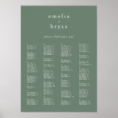 EMELIA Sage Modern Wedding Seating Chart Template Poster (Vorne)