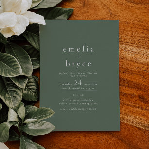EMELIA Salbeigrün Silberfolie Moderne Hochzeit Folieneinladung
