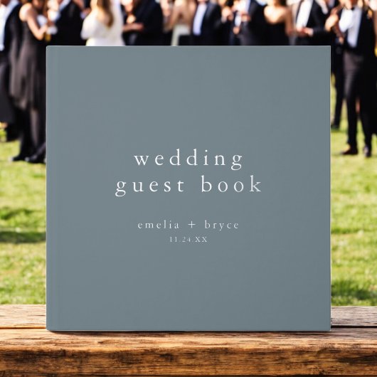 EMELIA Silver Foil Dusty Blue Winter Boho Wedding Gästebuch