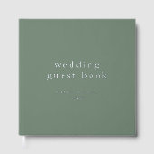 EMELIA Silver Foil Olive Sage Grüne Rustikale Hoch Gästebuch (Vorderseite)