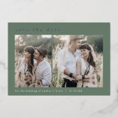 EMELIA Silver Foil Sage Wedding Save the Date Folieneinladung (Vorderseite)
