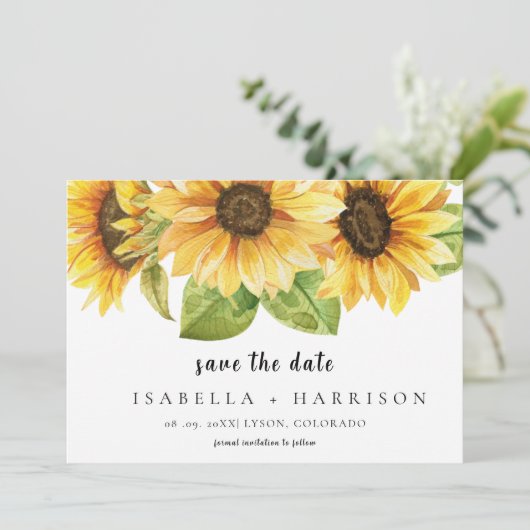 EMELIA Sunflower Save the Date Template (Stehend Vorderseite)