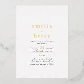 EMELIA White Black Gold Foil Neutral Boho Wedding Folieneinladung (Vorderseite)