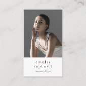 EMELIA White Black Rustic Simple Modern Boho Foto Visitenkarte (Vorderseite)