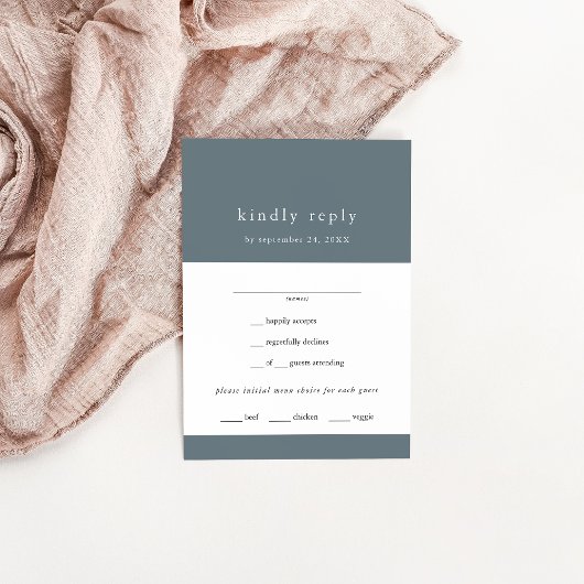 EMELIA Winter Minimalistisch Dark Dusty Blue Weddi RSVP Karte