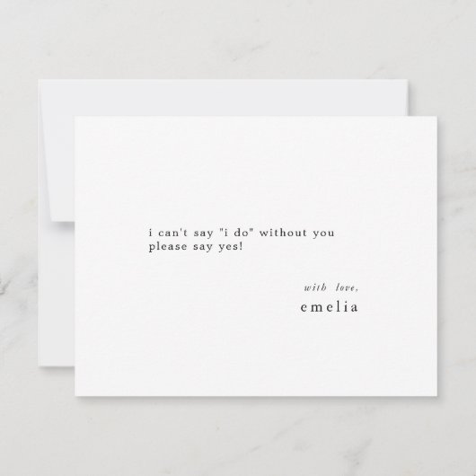 EMELIA wird meine Bridesmaid-Vorschlagskarte sein Einladung (Rückseite)