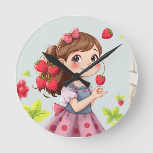 Emely – Die Erdbeerprinzessin Runde Wanduhr (Vorderseite)