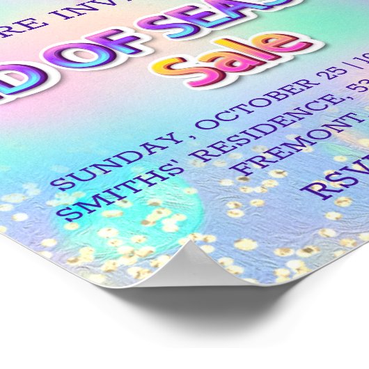 Emend Saisonverkauf Glitzer Tropfen Holograph Pink Poster (Ecke)