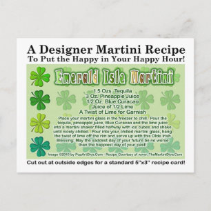 Emeral Isle St. Patrick's Day Martini Rezept Card  Postkarte
