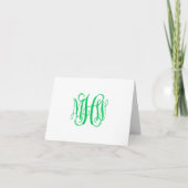 Emerald 3 Initial Vine Script Monogram DIY BG Dankeskarte (Vorderseite)