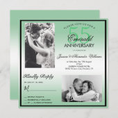 Emerald 55. Hochzeitstag Doppeltes Foto Einladung (Vorne/Hinten)