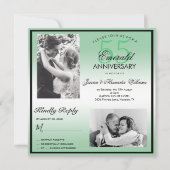 Emerald 55. Hochzeitstag Doppeltes Foto Einladung (Vorderseite)