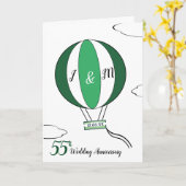 Emerald 55. Hochzeitstag Heißluftballon Karte (Gelbe Blume)