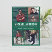 Emerald | 6 Foto Chalkboard Graduation Party Einladung (Stehend Vorderseite)