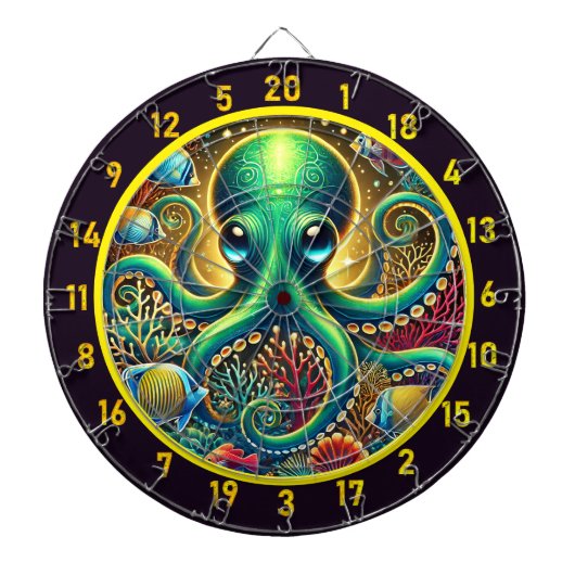 Emerald Abyss Octopus Dartboard Dartscheibe (vorne)