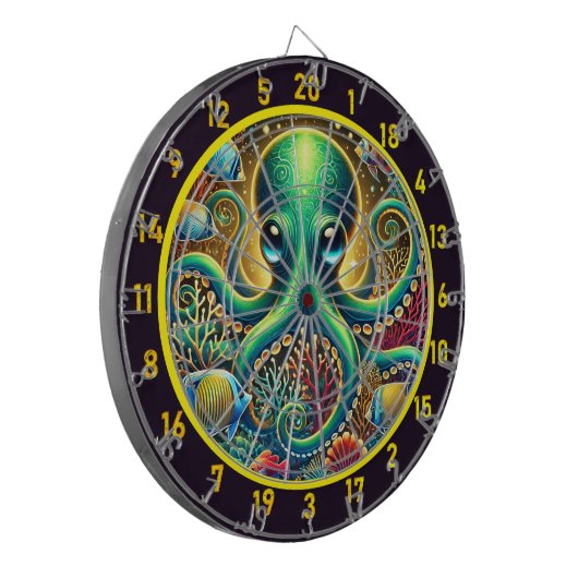 Emerald Abyss Octopus Dartboard Dartscheibe (Vorderseite Links)