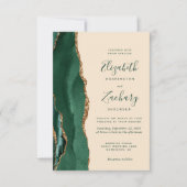 Emerald-Achat-Champagner-QR-Code-Hochzeit Einladung (Vorderseite)