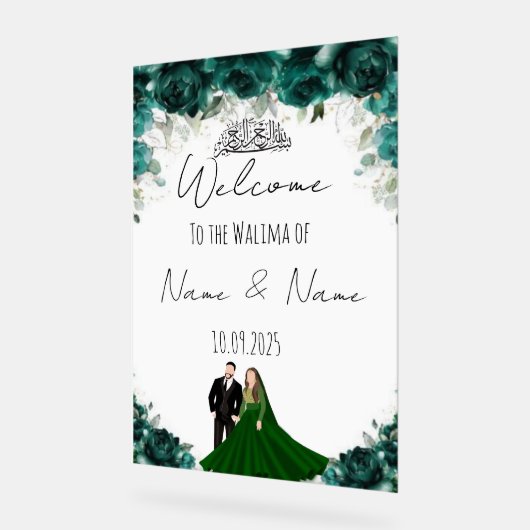 Emerald-Acryl-Hochzeitszeichen Acrylschild (Winkel)