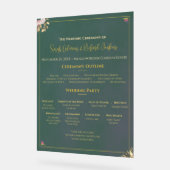 Emerald Acrylic Wedding Program - Minimalistisch L Acrylschild (Winkel)