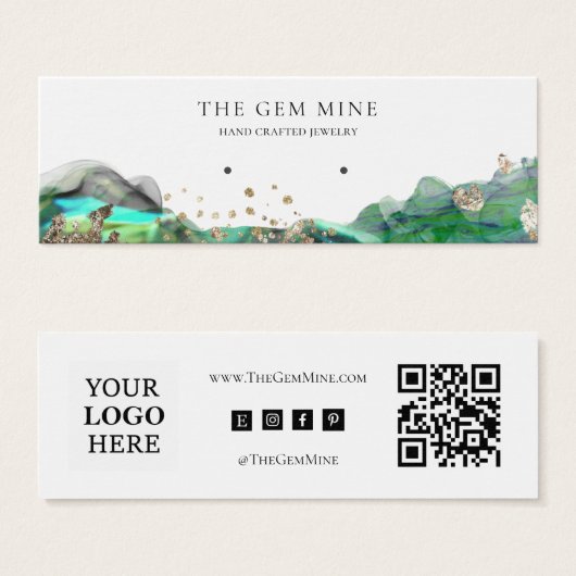 Emerald Agate Earring Mini Display Business Card (Vorne & Hinten)