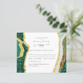 Emerald Agate Gold Wedding RSVP Budget (Stehend Vorderseite)